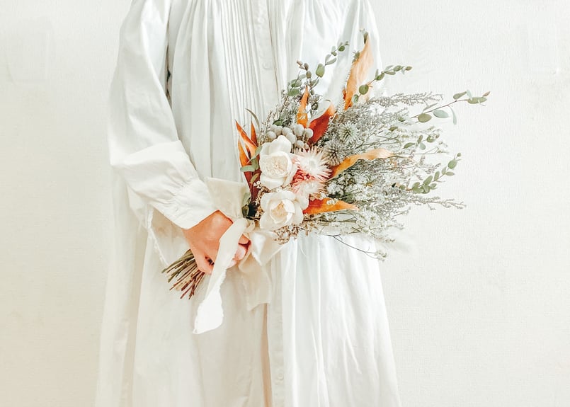 ドライフラワーブライダルブーケ　ネイティブホワイト ドライフラワーブライダルブーケネイティブホワイト