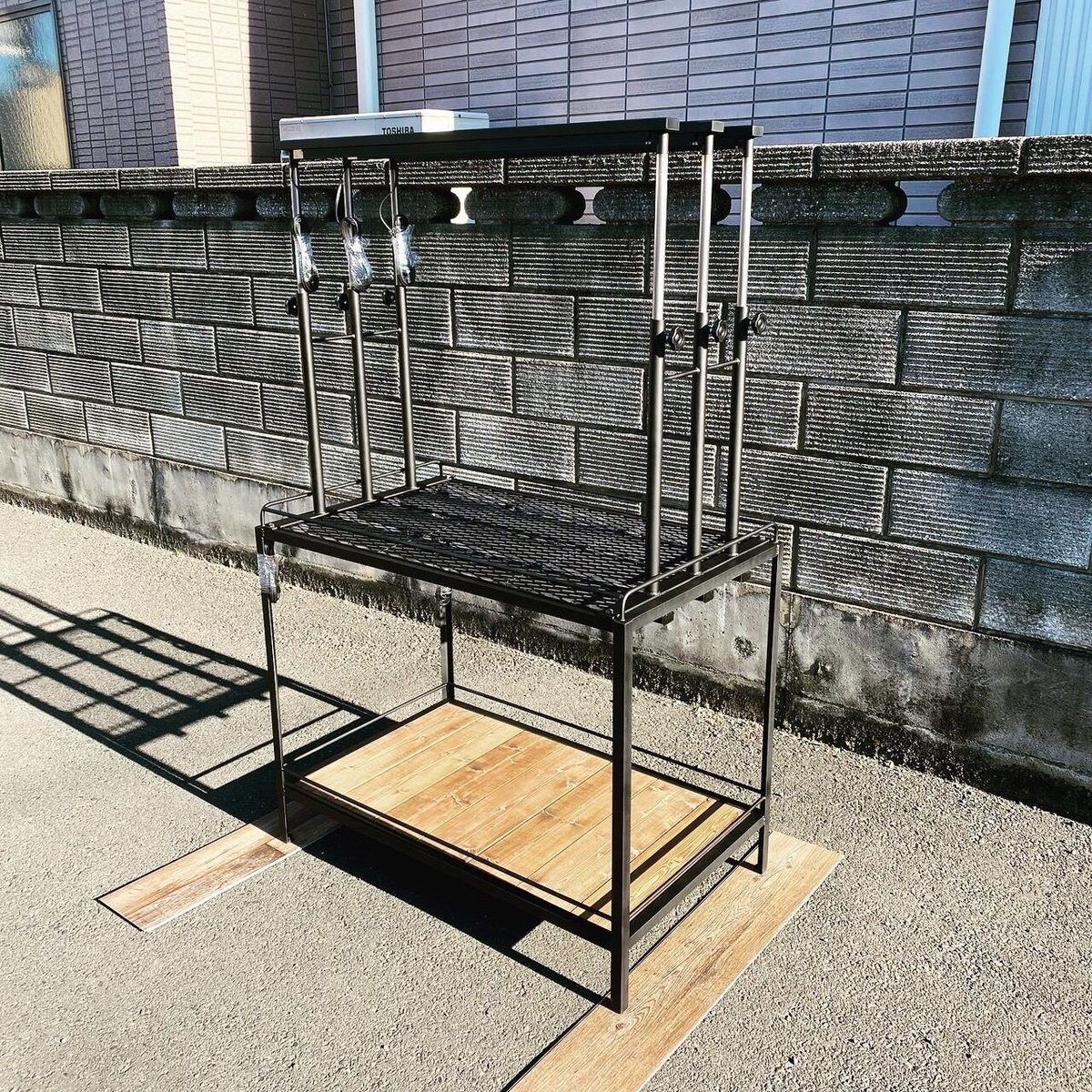 アイアン植物棚ダクトレールバー付き給水トレー付き受注製作