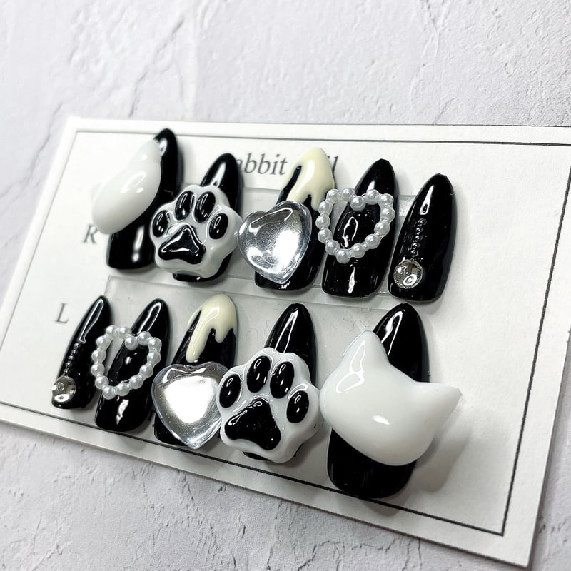 3dネイルパーツ オーダー ネイル  肉球 猫 白猫 黒猫 ミニ  ネイルパーツ 3dネイルパーツ オーダー ネイル 肉球 猫 白猫 黒猫 ミニ ネイル