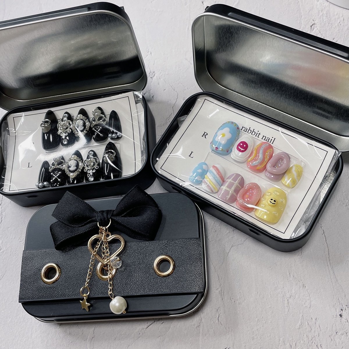 ネイルチップケース】ブラック/シルバー | ねいるちっぷ