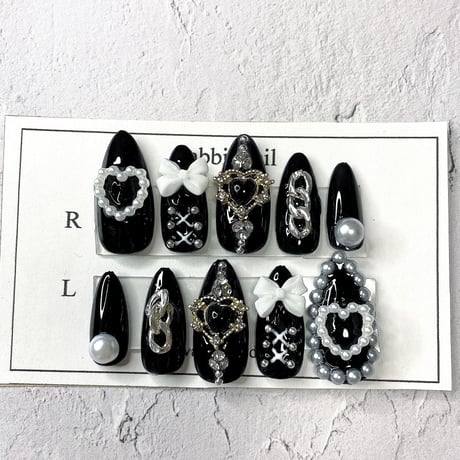 No.9【ネイルチップ】ハートの量産型ネイルチップ