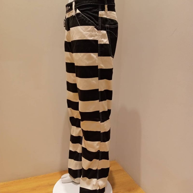 vanson黒白チェック ダブルニーワークパンツ　w30 VANSON（バンソン） ワークパンツ ヒッコリー デニム NVBL-404 VANSON