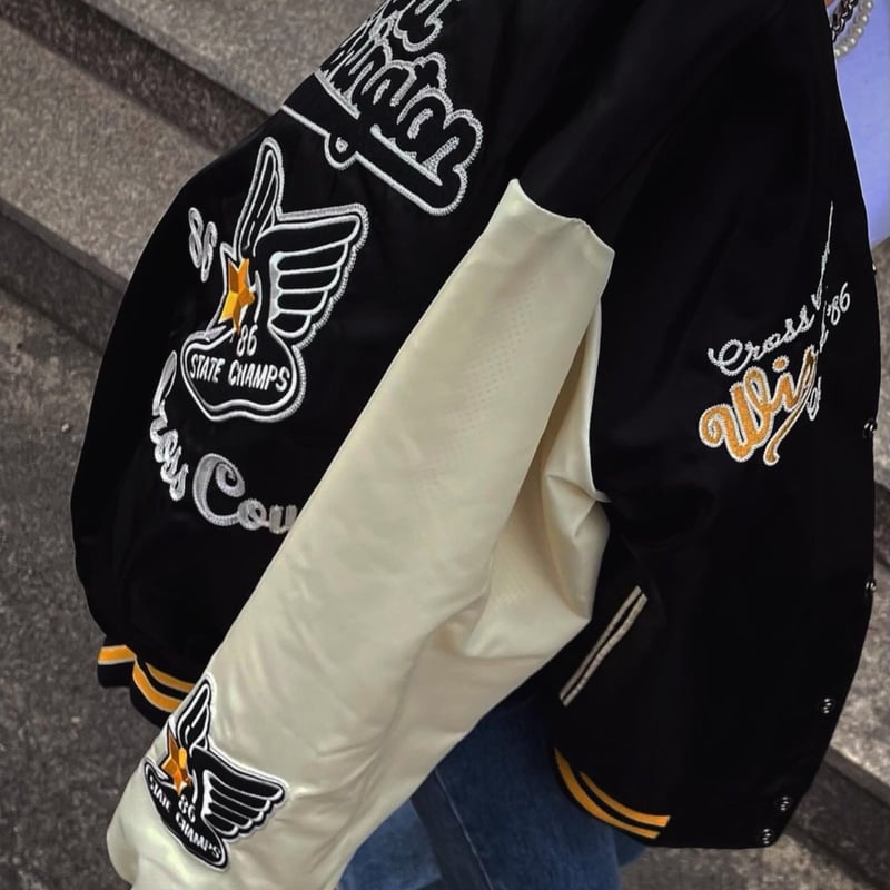 刺繍ナイロンスタジアムブルゾン スタジャン 内メッシュスタジャン 