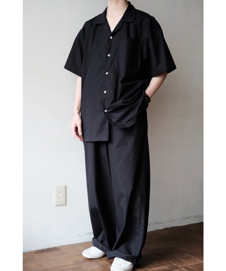matereal / Cotton Silk Open Collar Shirt(Navy)