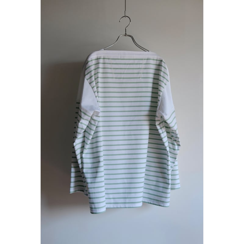 ANSNAM / Border 9/10 Sleeve Tee(White×Green) |