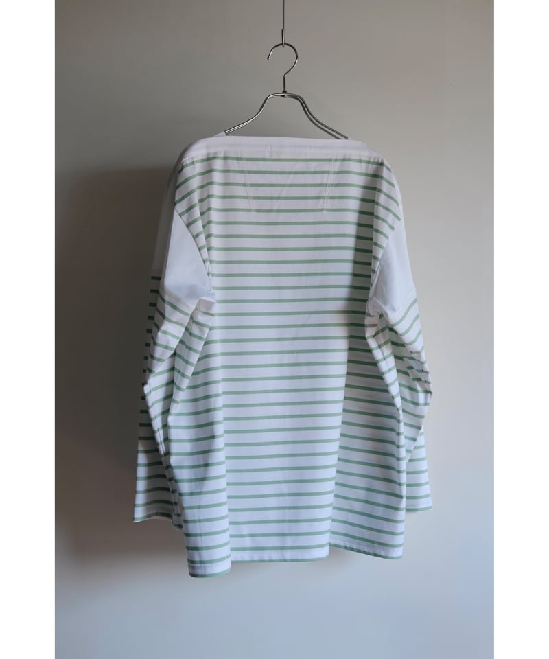 ANSNAM / Border 9/10 Sleeve Tee(White×Green) |