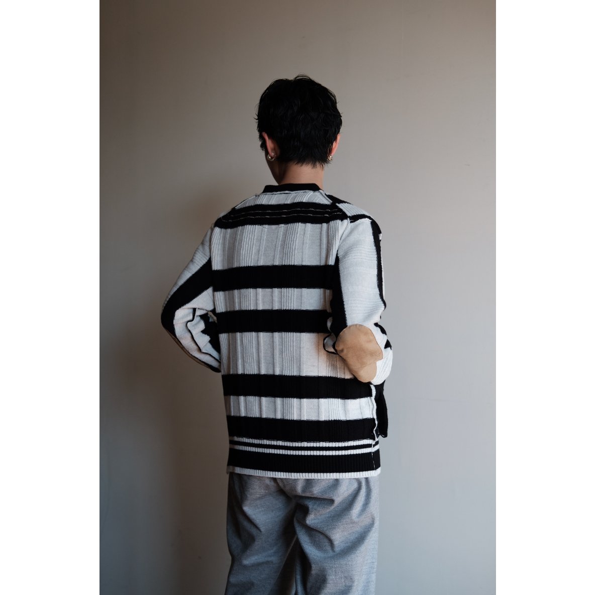 ANSNAM / Stripes Cardigan(Black×White) | PARK