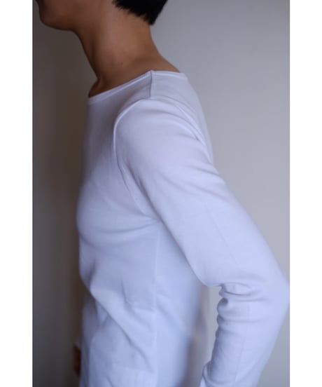 LIFiLL / 別注Cottony Soft Stretch Boatneck Longsleeve Tee(White)