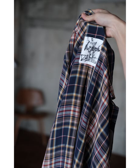 I am dork / Work Shirt(Viscose/Navy×Red Check)