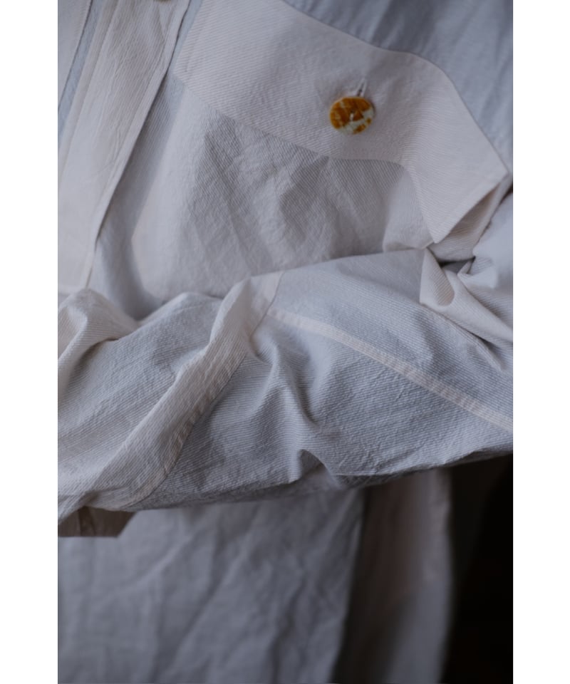 ANSNAM / 牛飼いプルオーバーシャツ(Cotton/Beige×White Stripe
