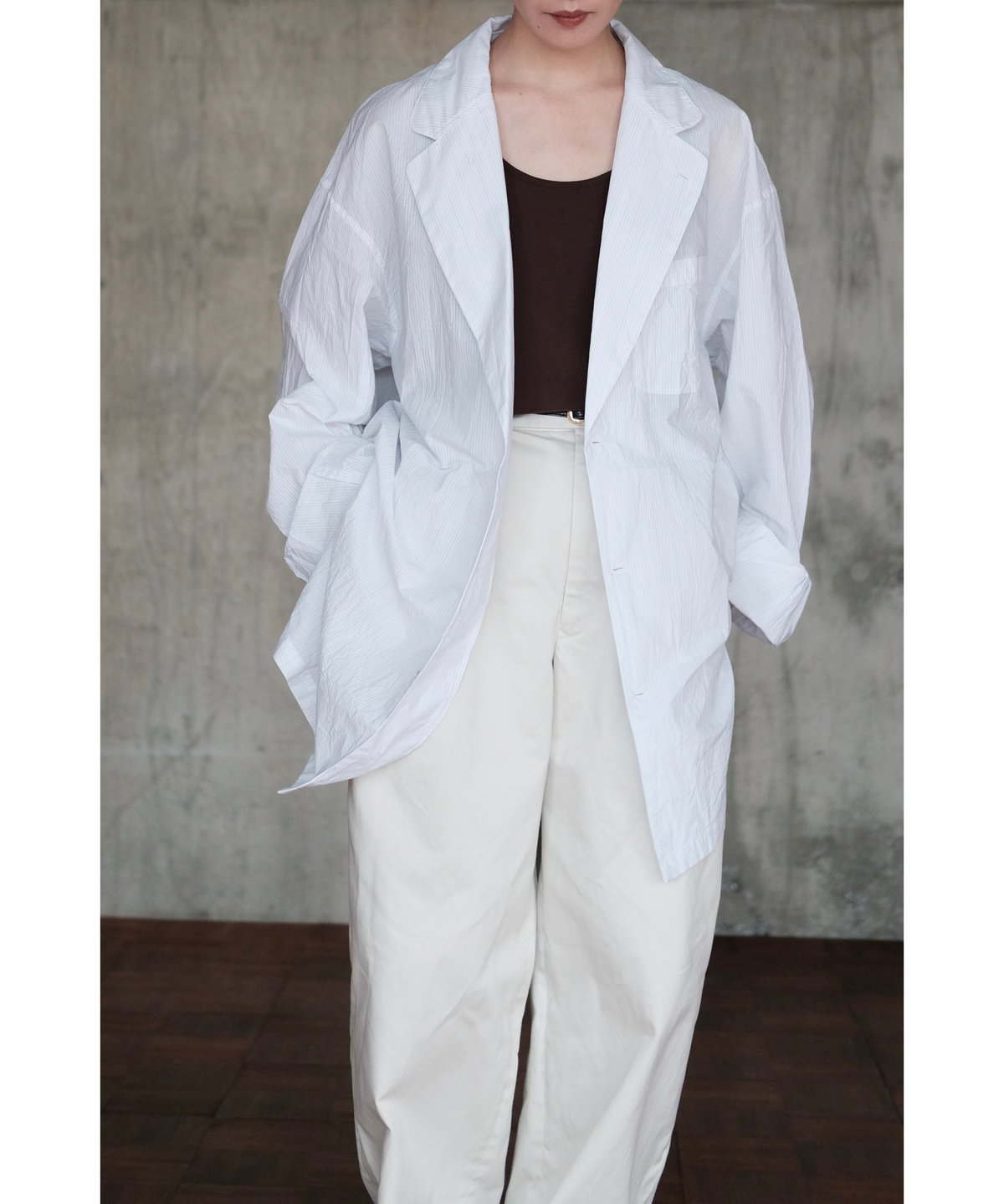ANSNAM / ビッグパジャケット(Cotton/White Multi Stripes)