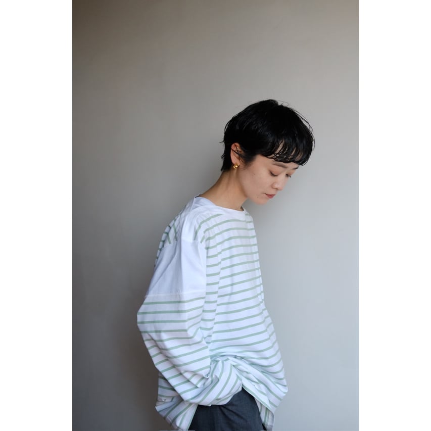 ansnam riverrun ボーダー ensou niceness シャツ ANSNAM / Border 9/10 Sleeve Tee(White×Green) |