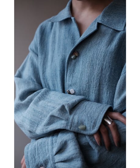 ANSNAM / Hand Woven Shirt Jacket(CottonSilkLinen/Indigo)