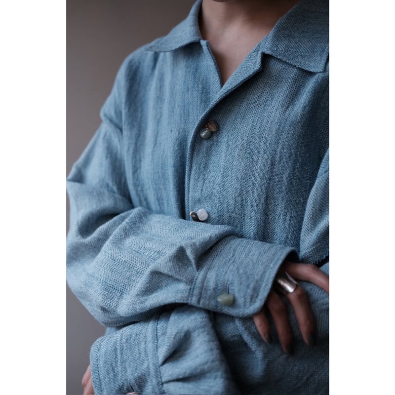 【新品】ANCELLM 25ss パナマカラーレスシャツジャケット 新品】ANCELLM 25ss パナマカラーレスシャツジャケット 2025SS