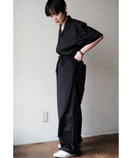 matereal / Cotton Silk Easy Pants(Navy)