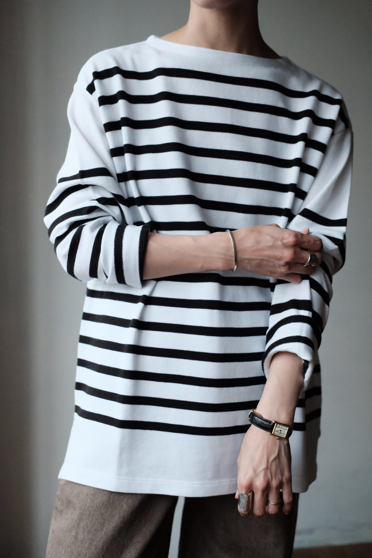 LIFiLL / Cottony Basque BD Shirt (White×Black)