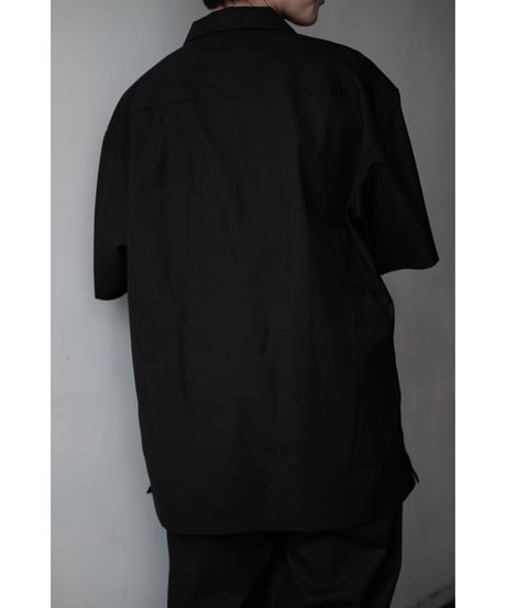 matereal / Cotton Silk Open Collar Shirt(Black)