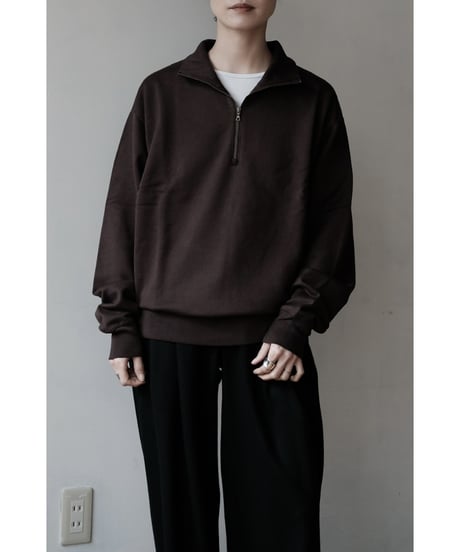 LIFiLL / Cottony Sweat Half Zip Polo(Brown)