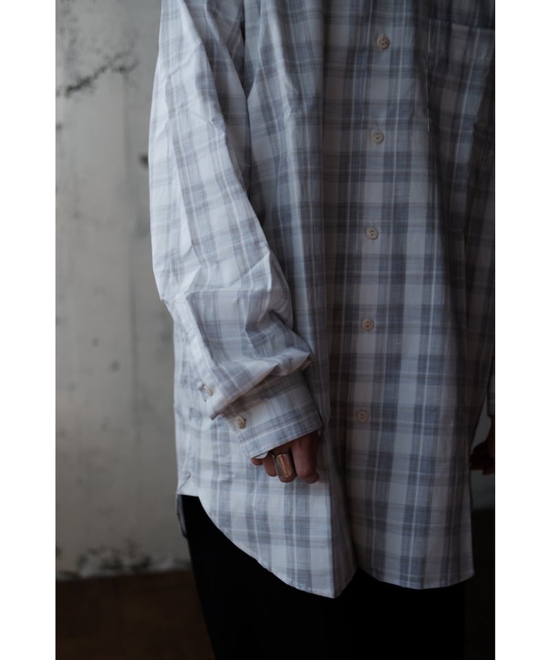 ANSNAM / プレーンシャツ(Cotton/White×Grey×Beige Plaid)