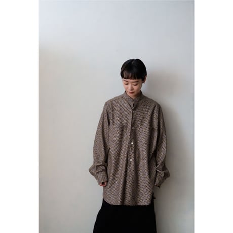 ANSNAM / Bias Wool Shirt(Beige Mix Check Pattern)