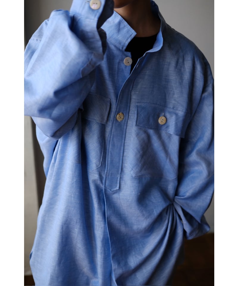 トップス ANSNAM  aoyama CARLO RIVA Big shirt ANSNAM / 牛飼いプルオーバーシャツ(LinenCotton<CARLO RIVA>/B