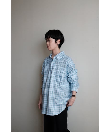 ANSNAM / プレーンシャツ(Bonfanti Tessuti / White×Blue×Green Plaid)