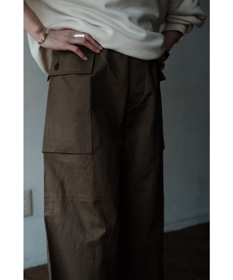 BISOWN / COTTON LINEN M43 TROUSERS(MILITARY GRE