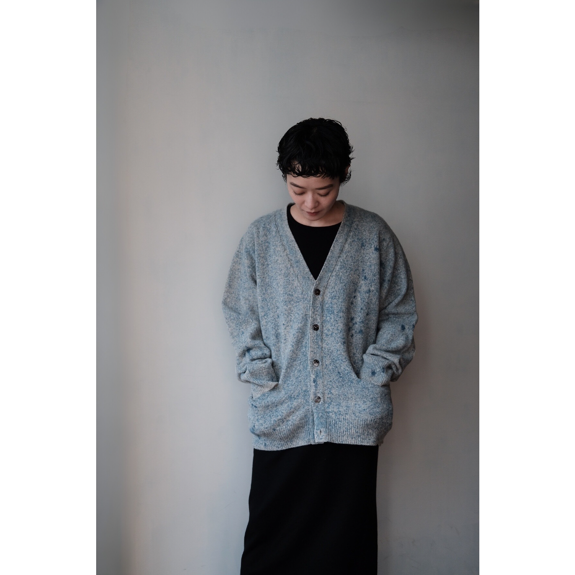 ANSNAM / Sprayed Cardigan(Blue Graybeige) | PARK