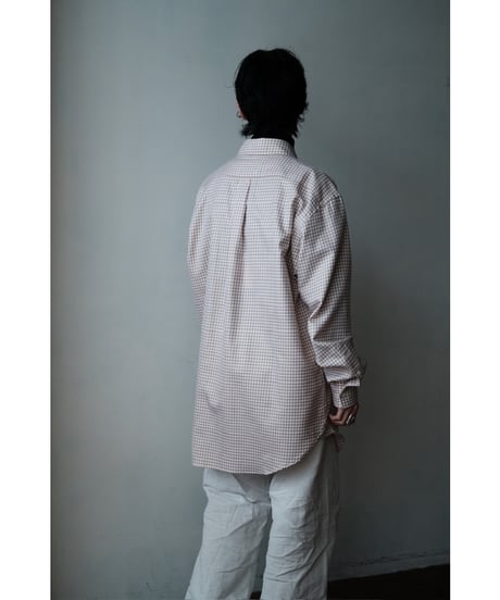 ANSNAM / プレーンシャツ(Bonfanti Tessuti / White×Brown Plaid)