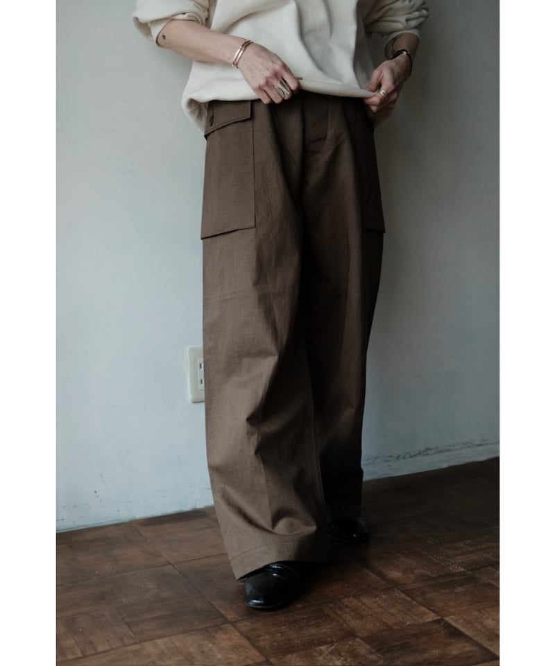 BISOWN / COTTON LINEN M43 TROUSERS(MILITARY GRE