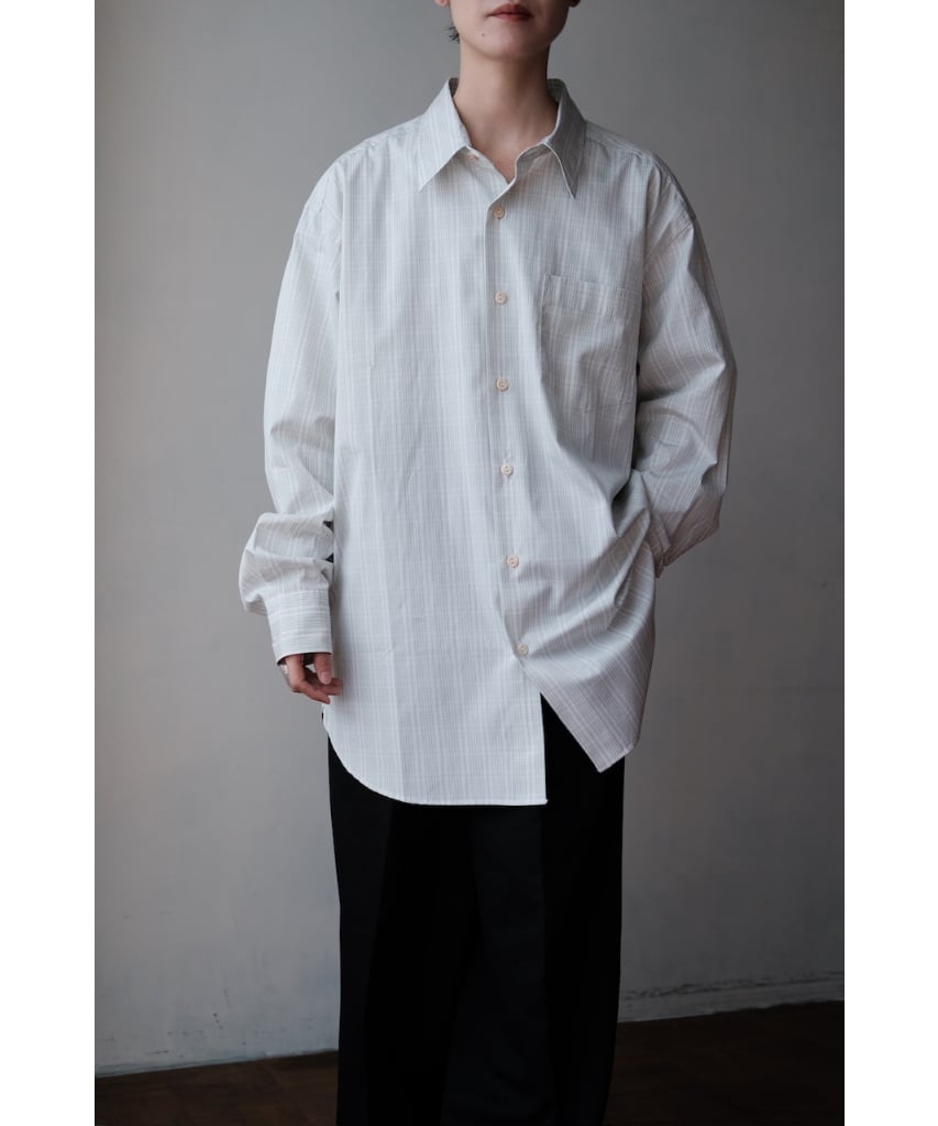ANSNAM / プレーンシャツ(Cotton/White×Green×Lt.Green Pl