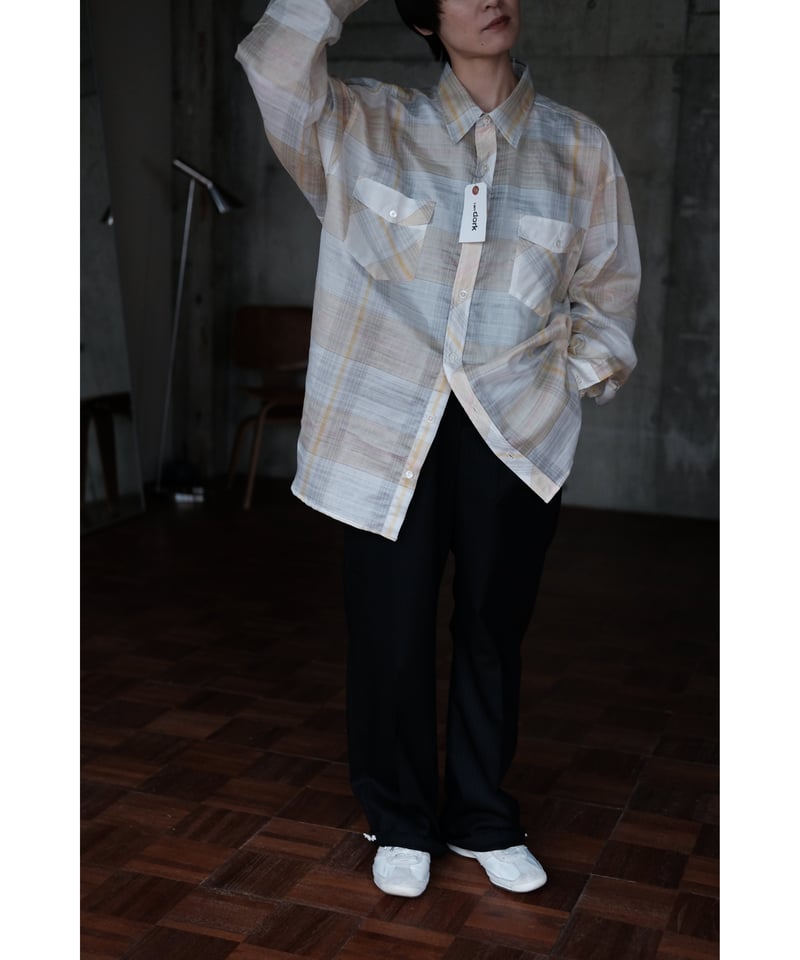 I am dork / Work Shirt(CottonLinen/Beige Check)