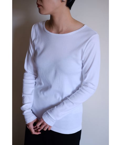 LIFiLL / 別注Cottony Soft Stretch Boatneck Longsleeve Tee(White)