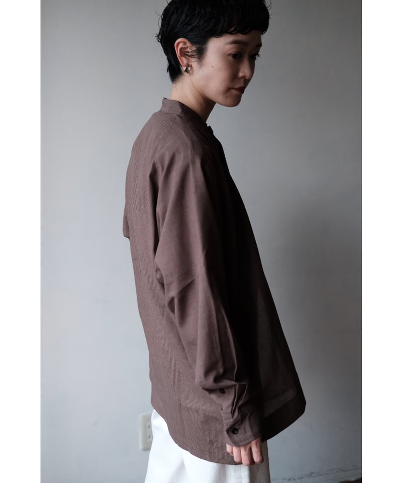 un/unbient / Stand Collar Shirt(Brick/Black) |