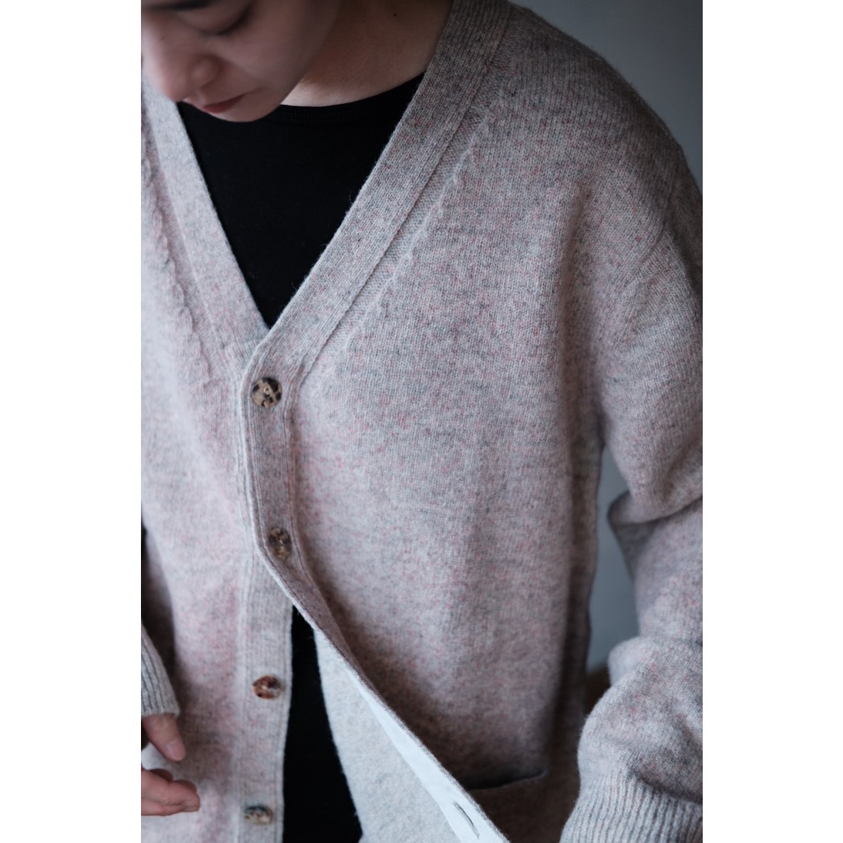 ANSNAM / Sprayed Cardigan(Pink Graybeige) | PARK