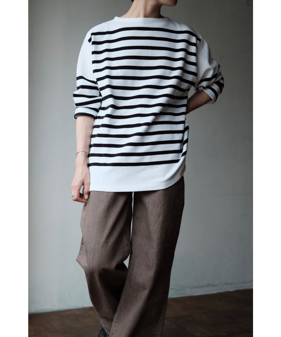 LIFiLL / Cottony Basque BD Shirt (White×Black)