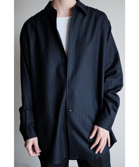 un/unbient / Regular Collar Pullover(Navy Stripe)