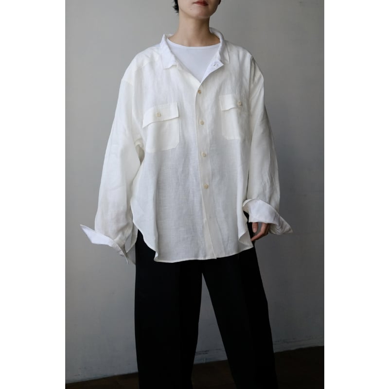 ANSNAM / 牛飼いオープンシャツ(Linen/White) | PARK