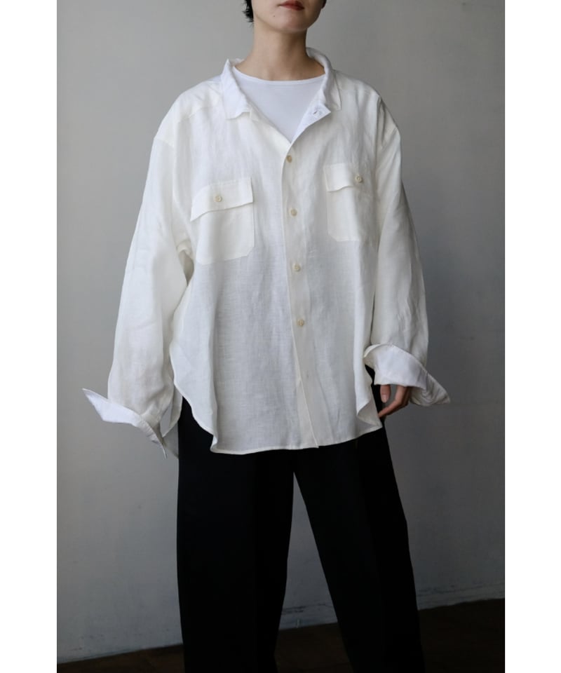 ANSNAM / 牛飼いオープンシャツ(Linen/White) | PARK