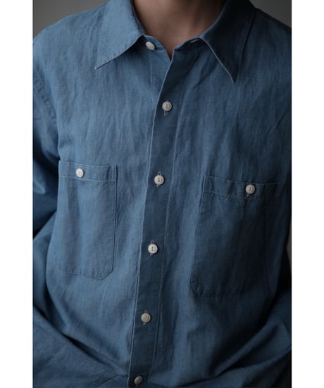 BISOWN / COTTON LINEN CHAMBRAY SHIRTS(LIGHT INDIGO)