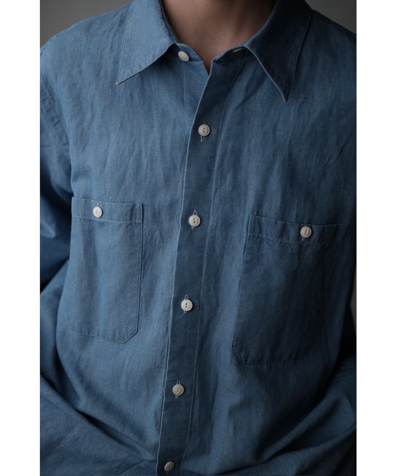 BISOWN / COTTON LINEN CHAMBRAY SHIRTS(LIGHT IND