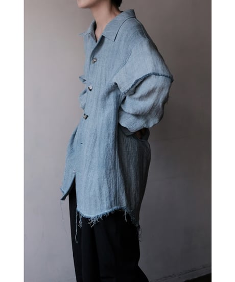 ANSNAM / Hand Woven Shirt Jacket(CottonSilkLinen/Indigo)
