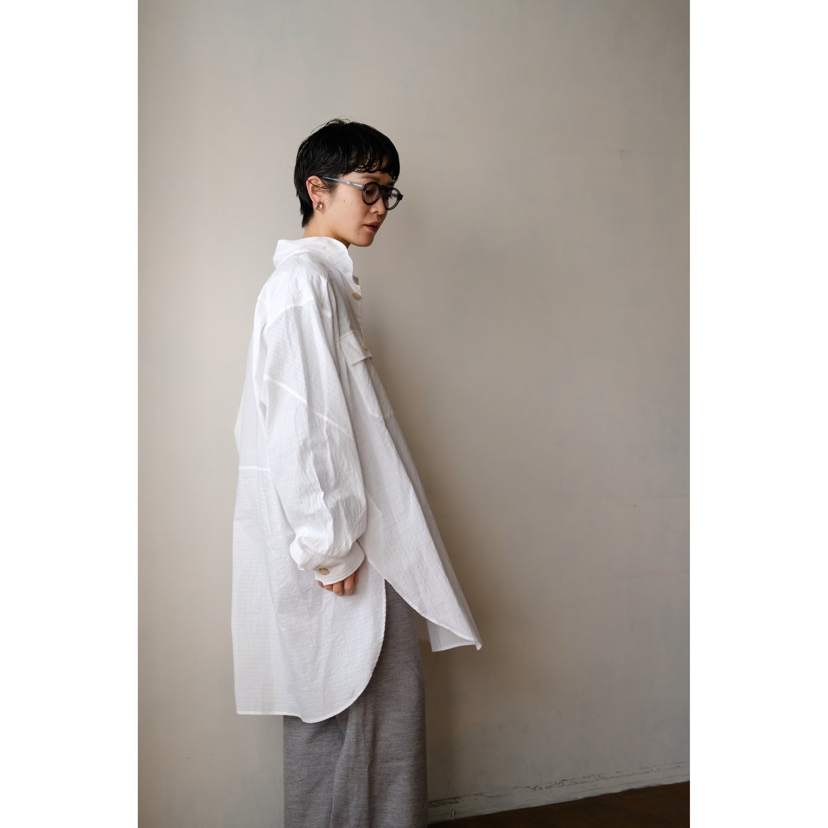 ANSNAM / 牛飼いプルオーバーシャツ(Cotton/White Stripe) | PARK