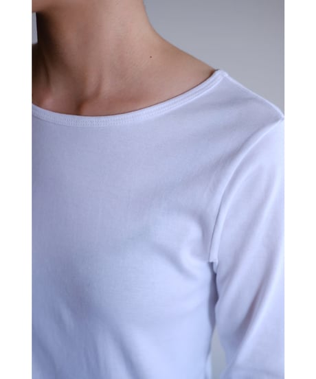 LIFiLL / 別注Cottony Soft Stretch Boatneck Longsleeve Tee(White)