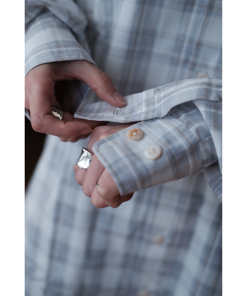 ANSNAM / プレーンシャツ(Cotton/White×Grey×Beige Plaid)