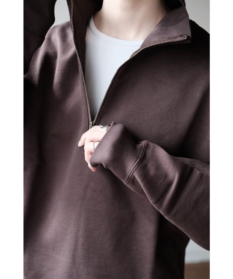 LIFiLL / Cottony Sweat Half Zip Polo(Brown)