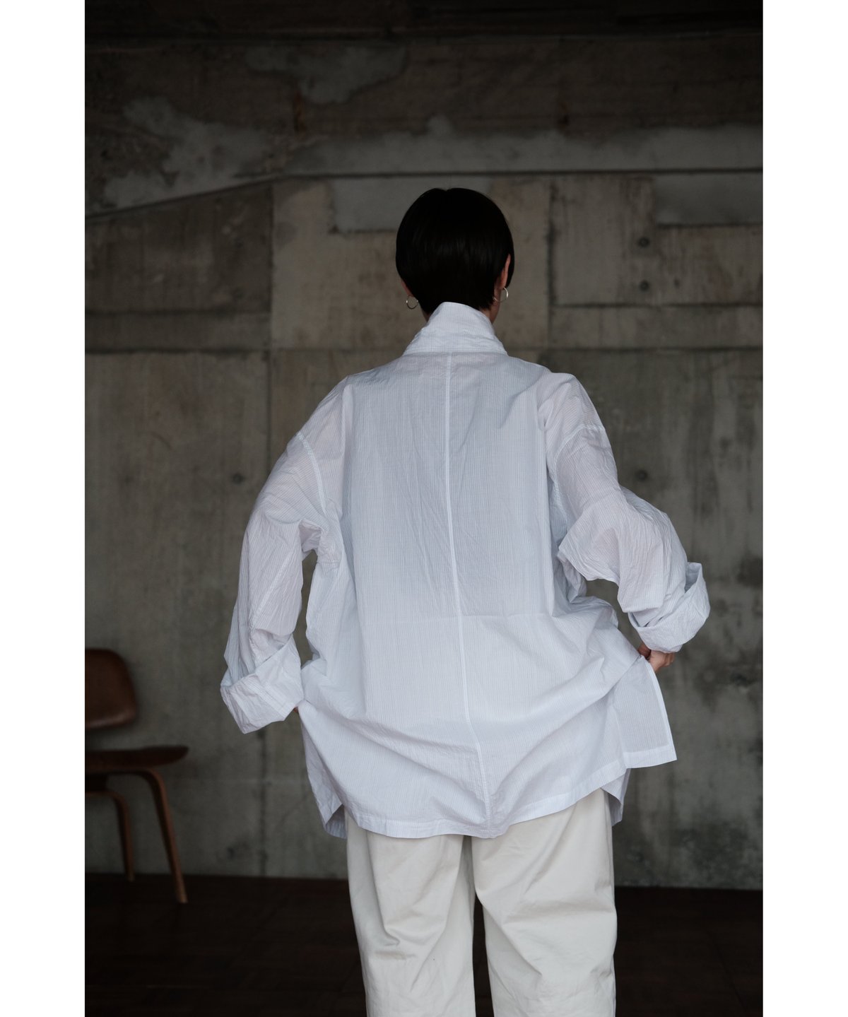ANSNAM / ビッグパジャケット(Cotton/White Multi Stripes)