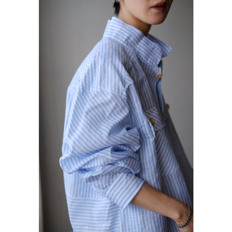 ANSNAM / 牛飼いプルオーバーシャツ Blue Stripe ANSNAM / 牛飼いプルオーバーシャツ Blue Stripe - メルカリ