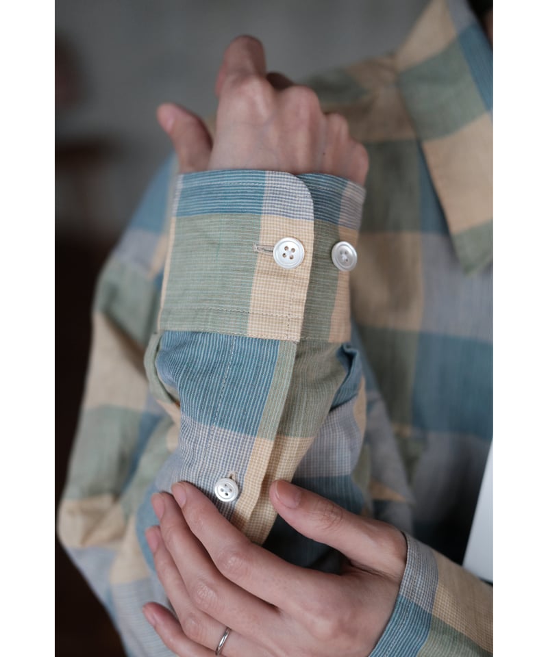 I am dork / Work Shirt(CottonLinen/Green Check)
