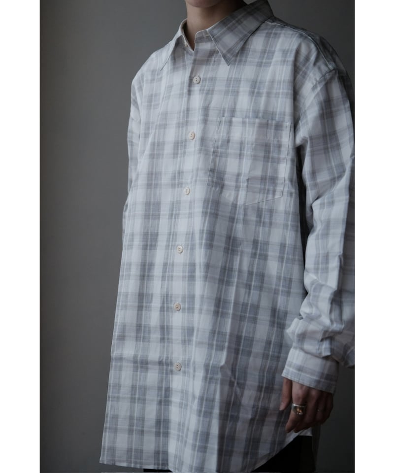 ANSNAM / プレーンシャツ(Cotton/White×Grey×Beige Plaid)